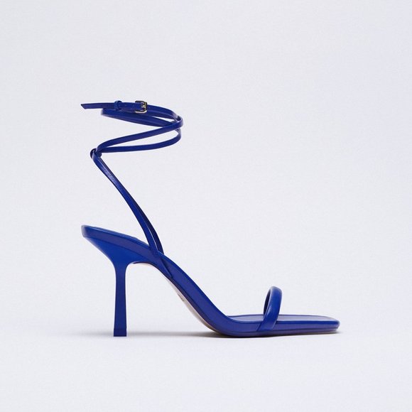 Zara Leather Lace Up Heeled Strappy Sandals High Heel Stiletto Sexy 90s Y2K - 9 - Picture 12 of 13